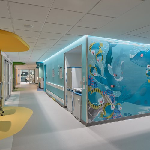 Fish wall mural at a children's hospital in Hartford, Connecticut