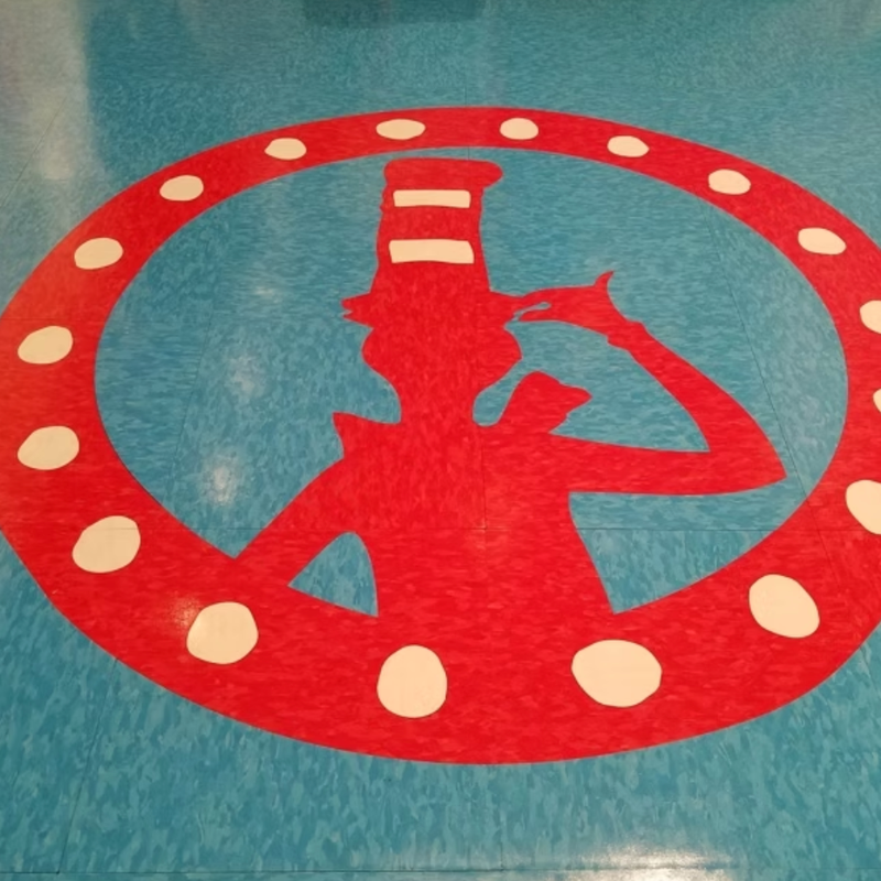 Dr Seuss Cat in the Hat Logo on a durable commercial floor