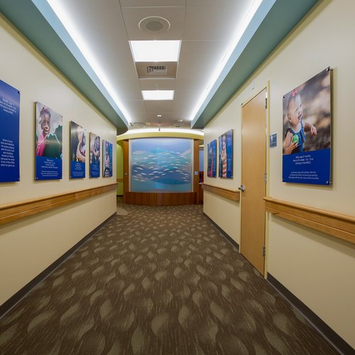 Patterned carpet flooring at Yale Childrens Hospital