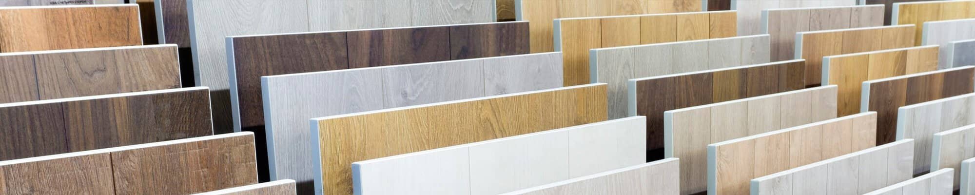Flooring samples displayed in a bright Berlin CT showroom