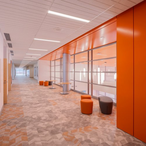 Carpet Tile installation in a high school in Bridgeport, CT